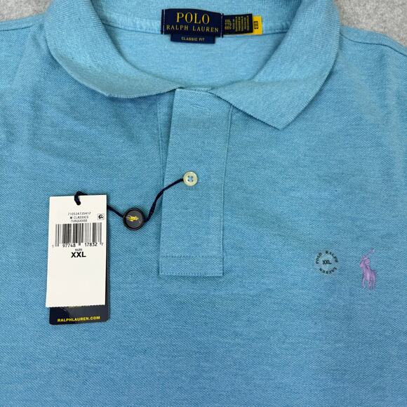 Polo Ralph Lauren Men's XXL Classic Fit Shirt Collared Pony Blue NWT - Picture 2 of 4